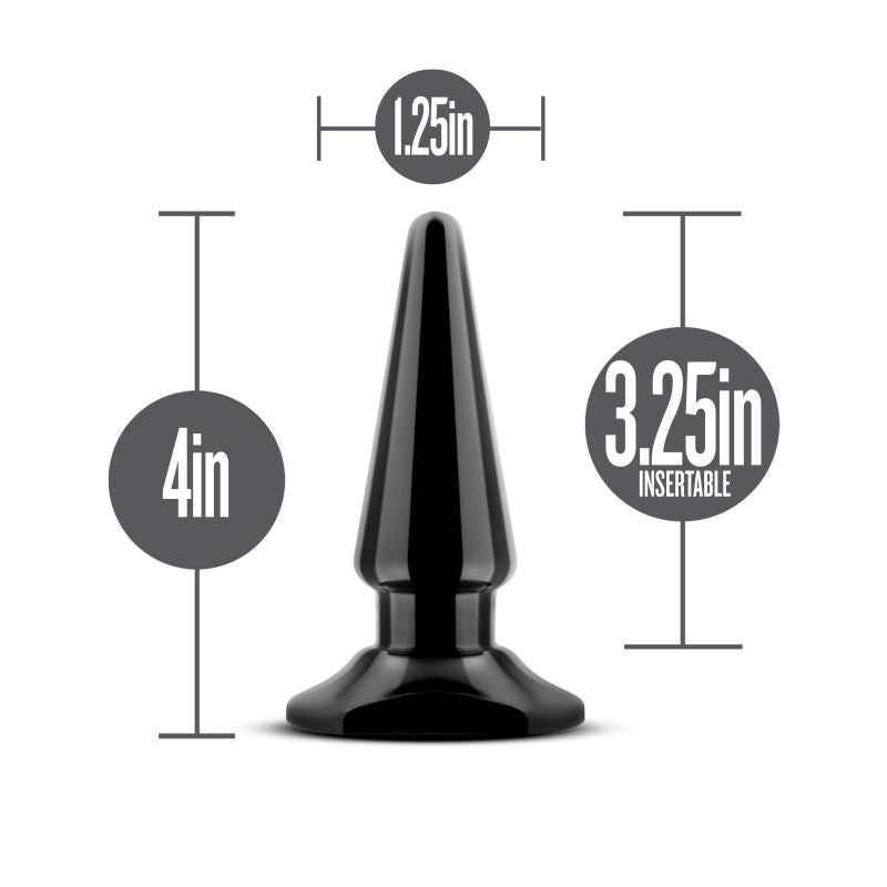 Anal adventures - basic vibrating butt plug - Product front view, with dimensions  | Flirtybay.com.au